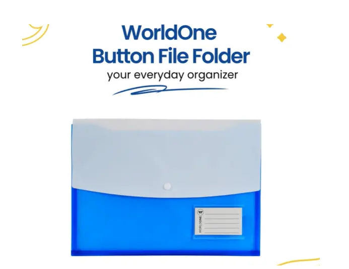 Worldone Button File Folder (Blue, White)
